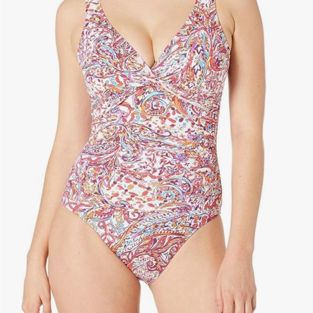 LAUREN RALPH LAUREN Mystic Paisley Twist Over The Shoulder One-Piece swimsuit